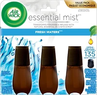 Recharge de diffuseur d'huile parfumée Air Wick Essential Mist, Brise d'eaux fraîches, 3 unité, Assainisseur d'air