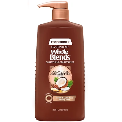 Garnier Whole Blends Anti-Frizz Conditioner Infused with Coconut Oil and Cocoa Butter for Frizzy Hair & Dry Hair, Paraben-Free, 786 mL