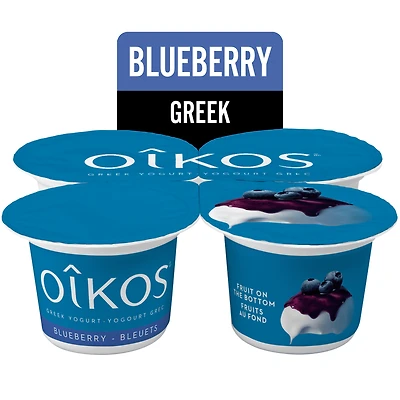 Oikos Greek Yogurt, Blueberry, Fruit on the Bottom, 2% M.F, 4x100g