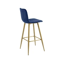 Homylin Modern Counter Height Bar Stools Set of 2, 30" Upholstered Bar Chairs Dining Stool with Backs, Golden Legs and Footrest for Home Bar Kitchen Island