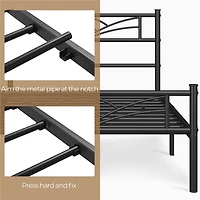 Fullfurnique Metal Platform Bed Frame with Cloud Inspired Design Headboard, Full, Black
