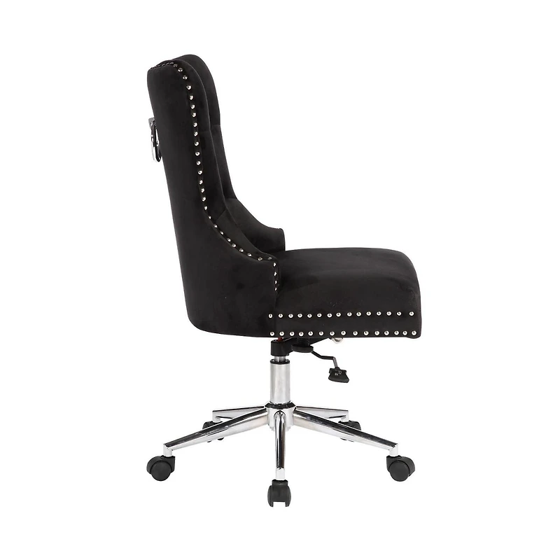 Champagne Office Chair in Black Velvet, Executive Chair, Computer Chair, Adjustable Office Chair, Vintage Office Chair, Swivel Office Chair for Home