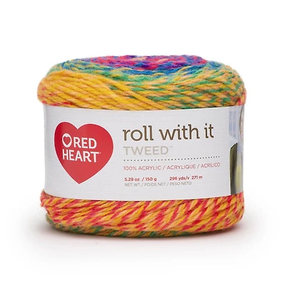 Red Heart® Roll With It Tweed™ Yarn, Acrylic #4 Medium, 5.3oz/150g, 311 Yards