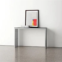 Table console Deanna Slate en acier inoxydable avec plateau en verre transparent