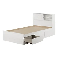 South Shore Hazen Twin Mates Bed with 3 Drawers and Headboard Set, in White Pine