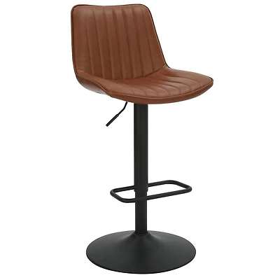 Contemporaine Similicuir et Métal Tabouret avec Vérin à l'Air, Jeu de 2 - Selle et Noir