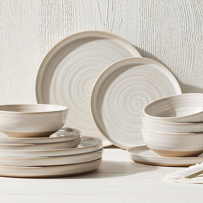 Better Homes & Gardens-Collins Cream Stoneware 12-Piece Dinnerware Set