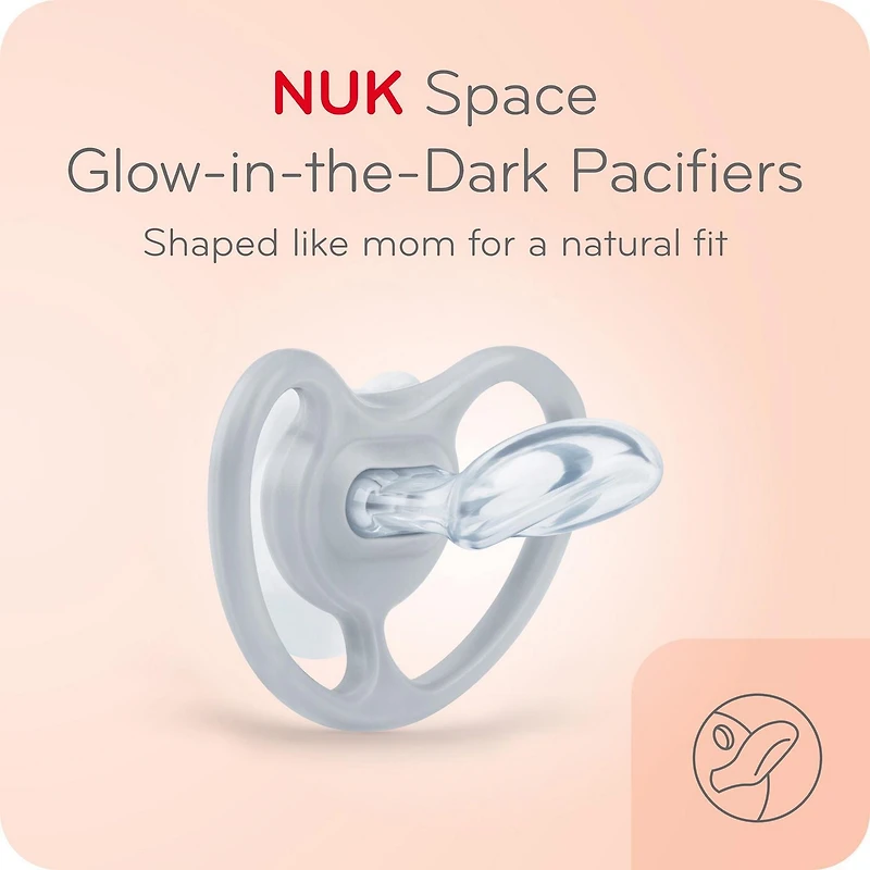 NUK Space Glow-in-the-Dark Orthodontic Pacifiers, 2 Pack