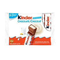 Barre KINDER® CHOCOLATE/CHOCOLAT, barre de chocolat au lait avec une garniture au lait paquet de 6, 126g
