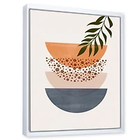 Designart Abstract Geometrical Sun and Moon With Leaf III FLOAT FRAME WALL ART