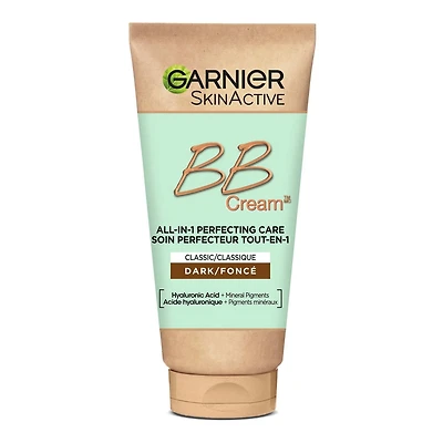 Garnier Crème BB pour Anti-Âge avec Acide Hyaluronique + Aloe Vera, Perfecteur de Peau, SkinActive, Foncés - 50ml