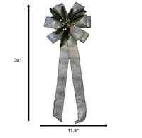 Noeud de Noël Holiday Time, 30 po, argent