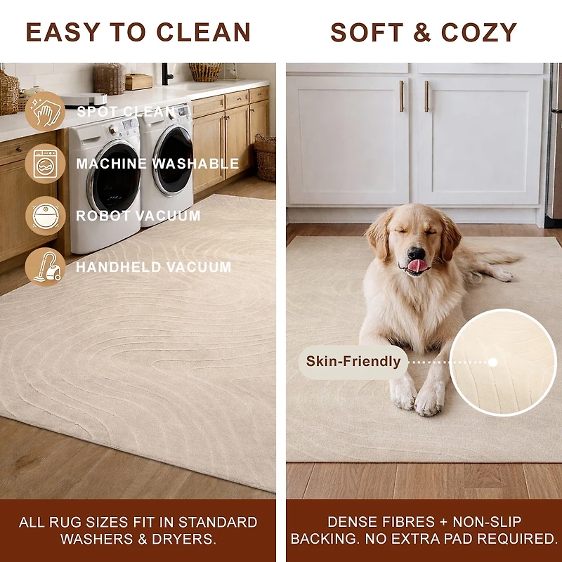 ECARPET Somos Machine Washable Contemporary/Modern Runner Rug for Living Room, Bedroom, Dining Room, Entrance, Hallway and More