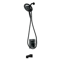 Robinet de bain-douche noir à pression équilibrée/inverseur 3 voie carré akuaplus(MD), douche à main aimantée 3 réglages avec pommeau et bec de bain