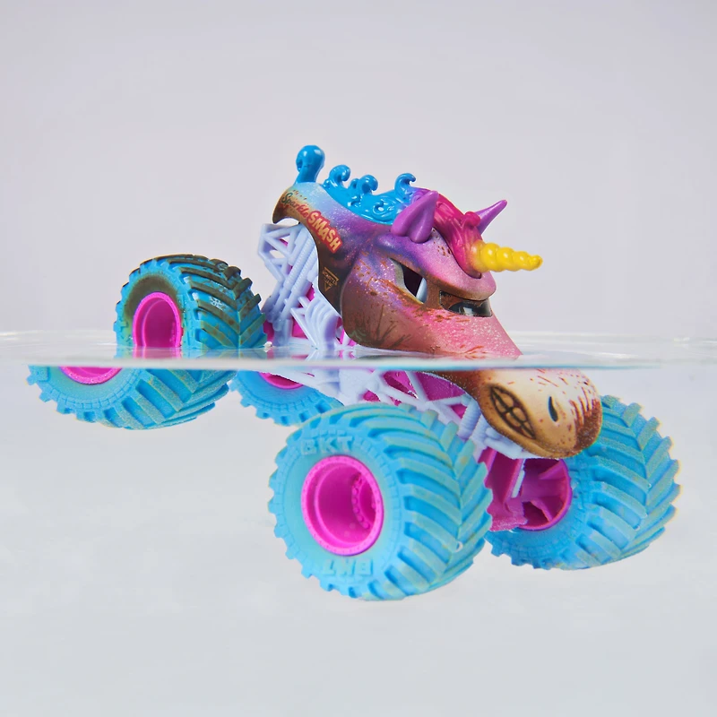 Monster Jam Mud Blasters, Monster truck Monster Jam Sparkle Smash qui change de couleur, véhicule en métal moulé à l'échelle 1:64, jouets pour garçons et filles à partir de 3 ans