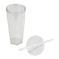 Mainstays 20oz Clear Plastic Tumbler with Screw Top Lid and Straw