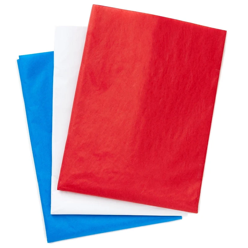 Papier de soie Hallmark en grande quantité, rouge, blanc et bleu (120 feuilles) pour garnir les sacs-cadeaux; parfait pour les fêtes, les remises des diplômes, la fête du Canada, Noël, Hanoukka