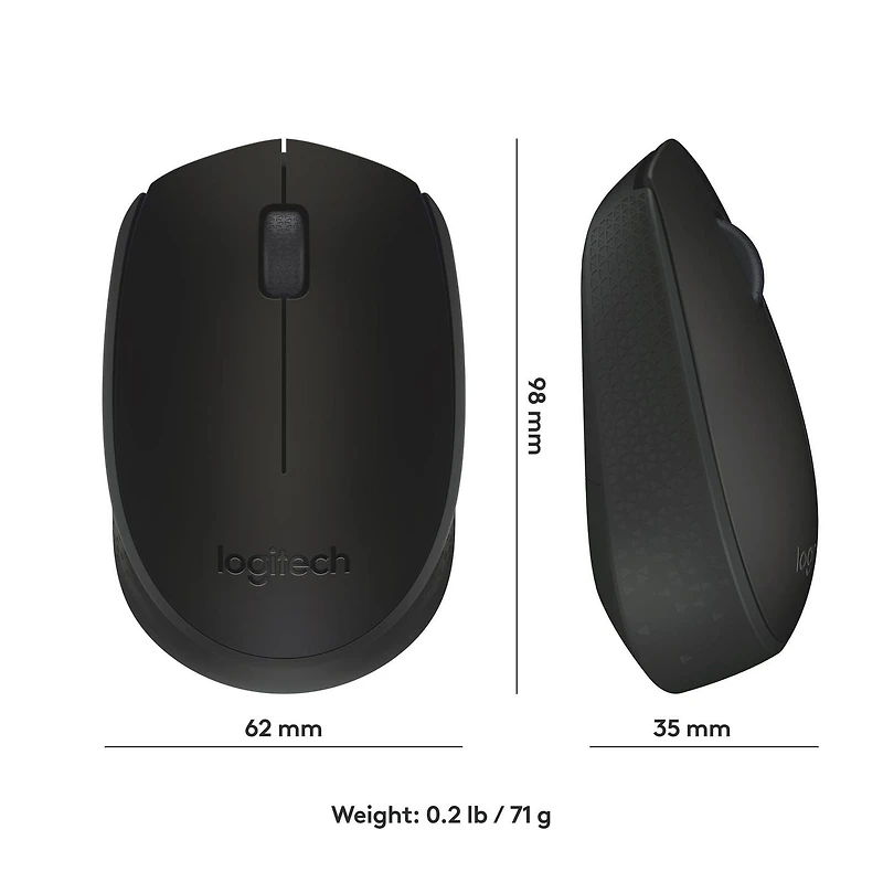 Logitech Souris Sans Fil M170, 2,4 GHz , Avec récepteur USB ultra-discret - Noir Vie de la batterie de 12 mois