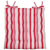 Fabstyles Broadway Stripe Chair Cushions Set of 4 Thick Outdoor Patio Chair Pads 16 x 16 Perfect for Dining, Kitchen, Office Tufted Durable Cotton Fabric Machine Washable