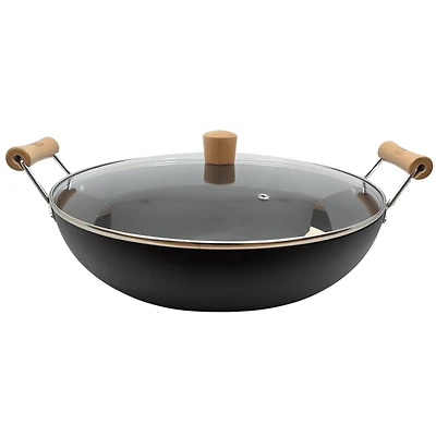 Wok en fer anodisé dur Verka, Karahi (Karahi), 36 cm, Avec Couvercle
