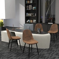 Homy Casa Lot de 4 chaises de bureau rembourrées sans accoudoirs pour espace de travail à domicile, imitation daim brun