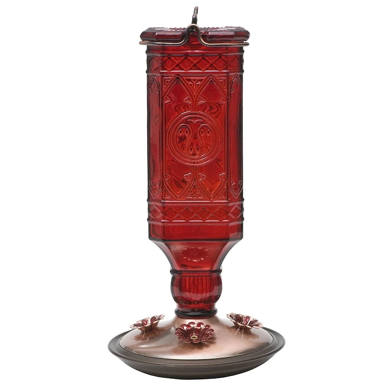 Abreuvoir à colibris style bouteille ancienne carrée rouge de Perky-Pet