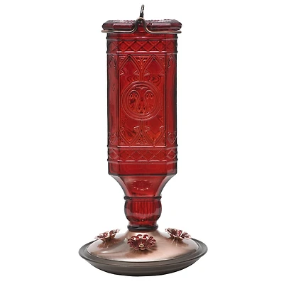 Abreuvoir à colibris style bouteille ancienne carrée rouge de Perky-Pet