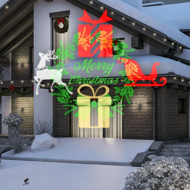 Lightshow Projection Plus-Whirl-a-Motion+Static-Merry Christmas Wreath (RRCW/Green)