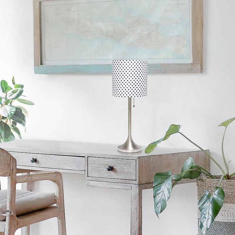 Simple Designs Tapered Table Lamp with Fabric Drum Shade