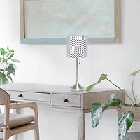 Simple Designs Tapered Table Lamp with Fabric Drum Shade