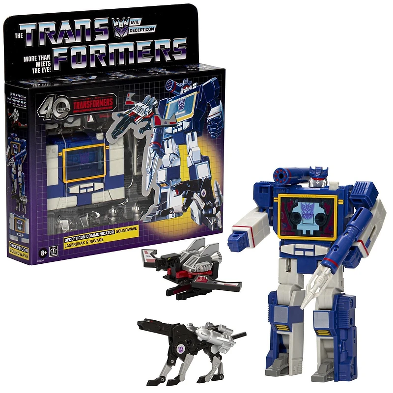 Transformers Retro 40e anniversaire Soundwave, Laserbeak et Ravage