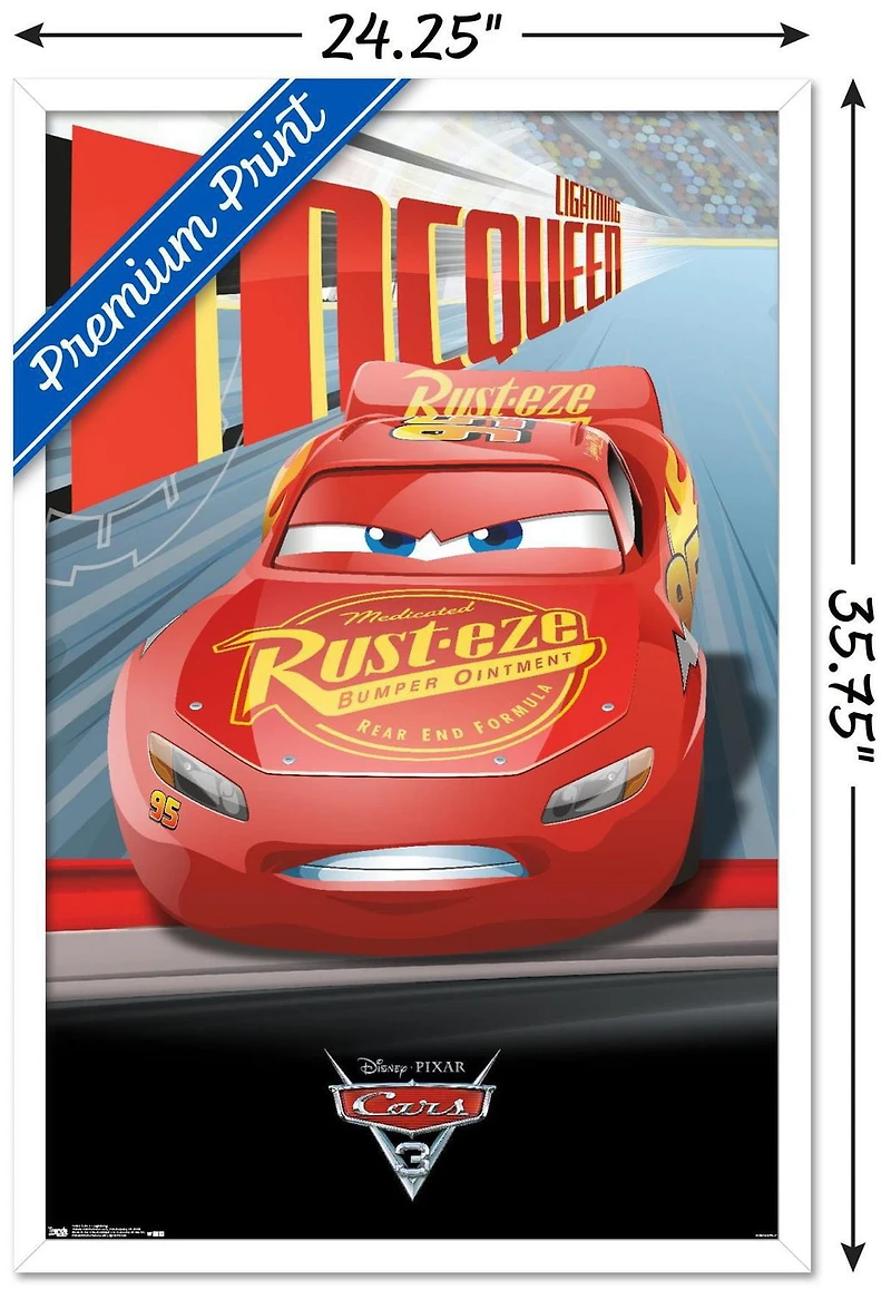 Disney Pixar Cars 3 - Lightning Wall Poster, 22.375" x 34" Framed