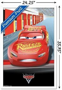 Disney Pixar Cars 3 - Lightning Wall Poster, 22.375" x 34" Framed
