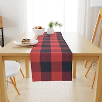 Chemin de table en coton Buffalo Check Fabstyles, chemin de table tissé lavable pour salle à manger, cuisine, café et table de patio