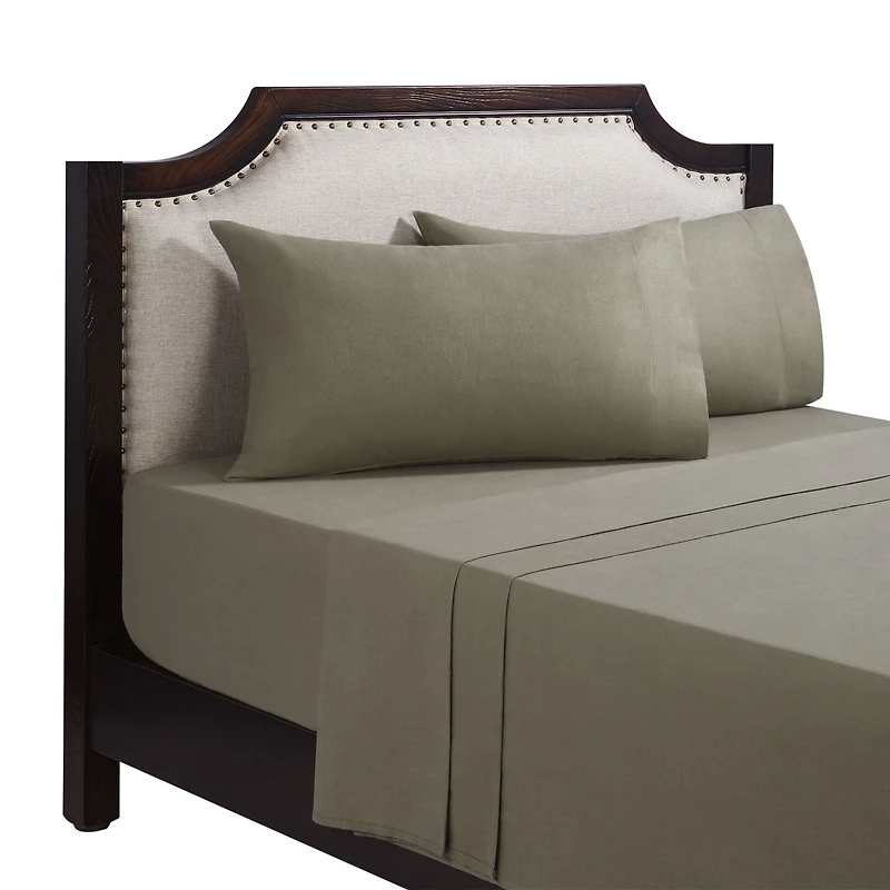 HOMETRENDS 3-Piece Vetiver Mix Flannel Sheet Set, Twin