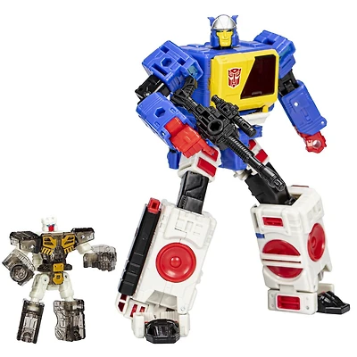 Transformers Generations Legacy Evolution, figurines Twincast et Autobot Rewind classe Voyageur de 17,5 cm, pour filles et garçons, à partir de 8 ans