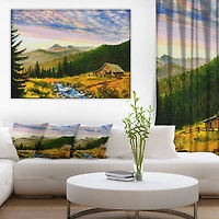 Design Art Sunset in Mountains Canvas Print