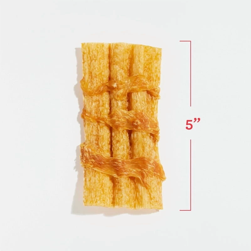 DreamBone Wavy Chips Wrapped with Chicken and Made with Real Peanut Butter Flavour, 5 Count, Treat Your Dog to a Delicious Rawhide-Free Chew, For All Dogs, DreamBone Chicken Wrapped Wavy Peanut Butter Chips 5ct, 75g