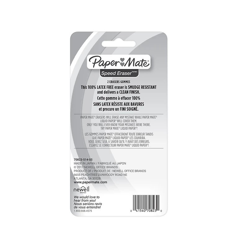 Gommes à effacer Effaçage rapide de Paper Mate, sans gâchis et sans latex