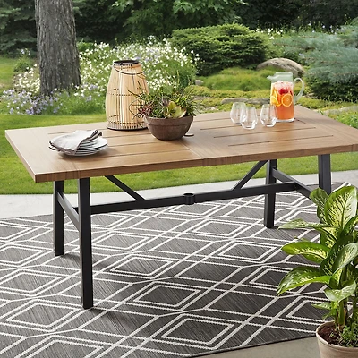 Better Homes & Gardens Kennedy Pointe Steel Patio Outdoor Dining Table, Brown