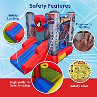 Funormous Disney Spider-Man Outdoor Bounce House with Slide, Plus Heavy Duty Air Blower with GFCI for Kids Ages 3-8 Years