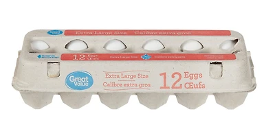 Great Value XL White Eggs, 12 Count