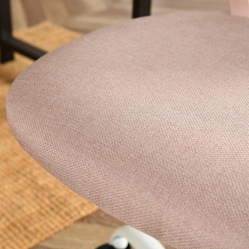 Chaise de bureau pivotante réglable Homy Casa avec assise rembourrée pour bureaux d'étude en dortoir, tissu rose
