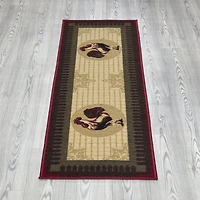 Ottomanson Siesta Kitchen Collection Non-Slip Rubberback Rooster Design 2x5 Kitchen Runner Rug, 20" x 59", Beige/Red