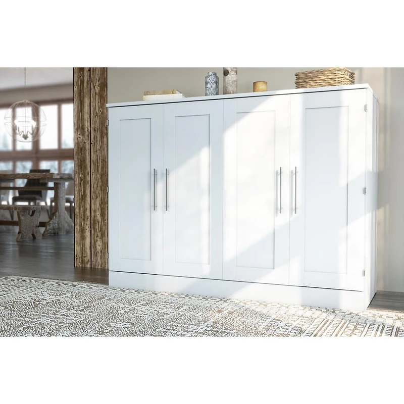 Bestar Pur Lit cabinet deux places (double) avec matelas - Gris Écorce