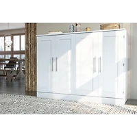 Bestar Pur Lit cabinet deux places (double) avec matelas - Gris Écorce