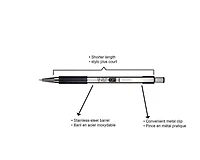 G-301 Stylo gel rétractable en acier inoxydable G-301 de Zebra - Noir Paq. de 2