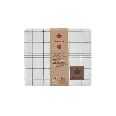 4 pièce Ensemble de Draps en Coton Ultra Doux Canadiana