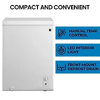 Kenmore 5 Cu. Ft. Convertible Chest Freezer/Refrigerator, Garage-Ready, Manual Defrost (143L), White