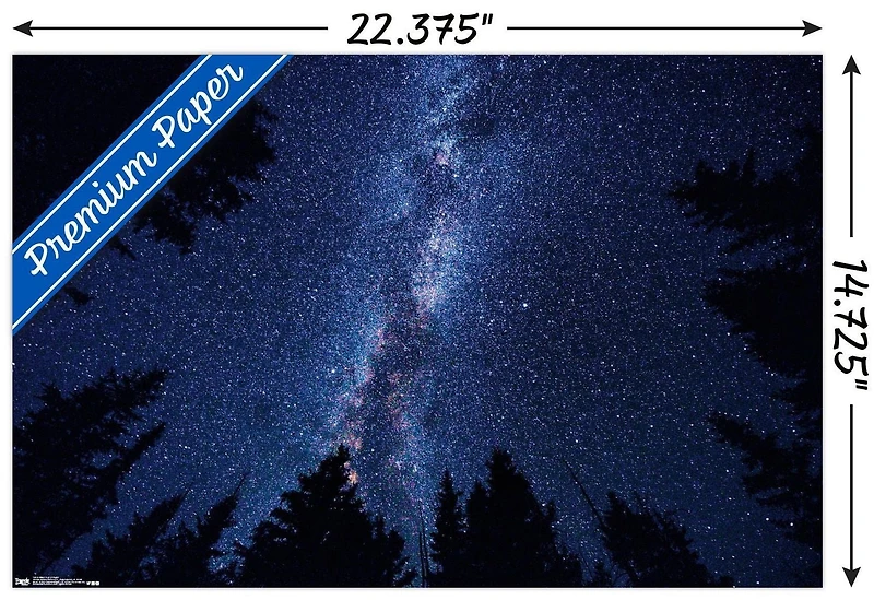 Milky Way At Night Wall Poster, 14.725" x 22.375"